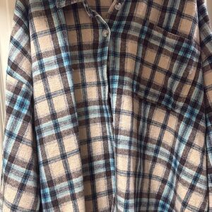 Plaid Men's Shirt in Blue and Brown